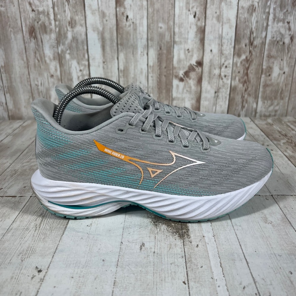 Mizuno Wave Rider 28 Womens Running Shoes Grey Teal J1GD2403 Size 9